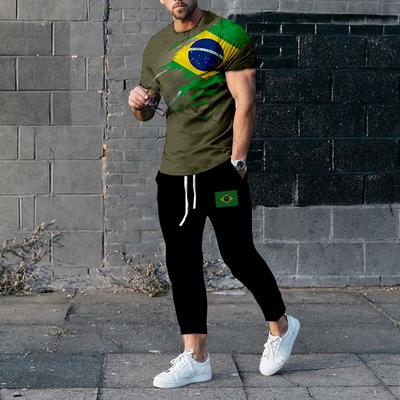 Brazil Flag 3D Print Men T-shirt Pants Tracksuit New T Shirts Trousers Sets 2 Pieces Summer Streetwear Oversized Suit Sportswear