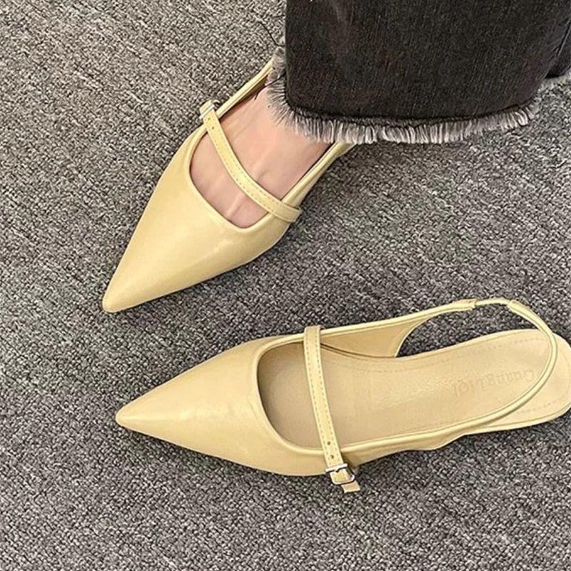 Flat bottom versatile bag head sandals women's shoes 2025 new Mary Jane with skirt pointed temperament niche single shoes