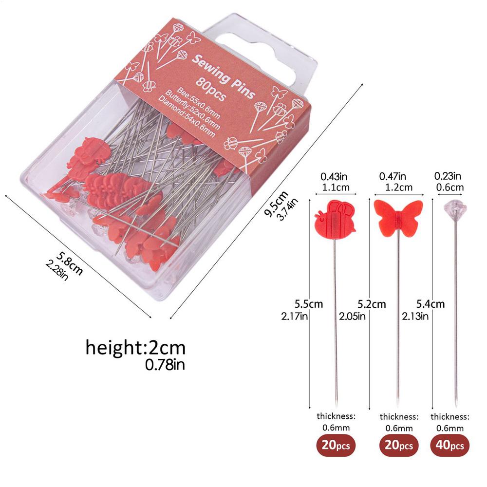 Pins Sewing Dressmaker Marking Needle Reusable Sewing Aid Supplies For Embroidery Crafts Specimen Fixing 80 Pieces Quilting