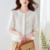 Petal Button Short-sleeved Shirt for Women In Summer New Small Top Chic and Beautiful Shirt