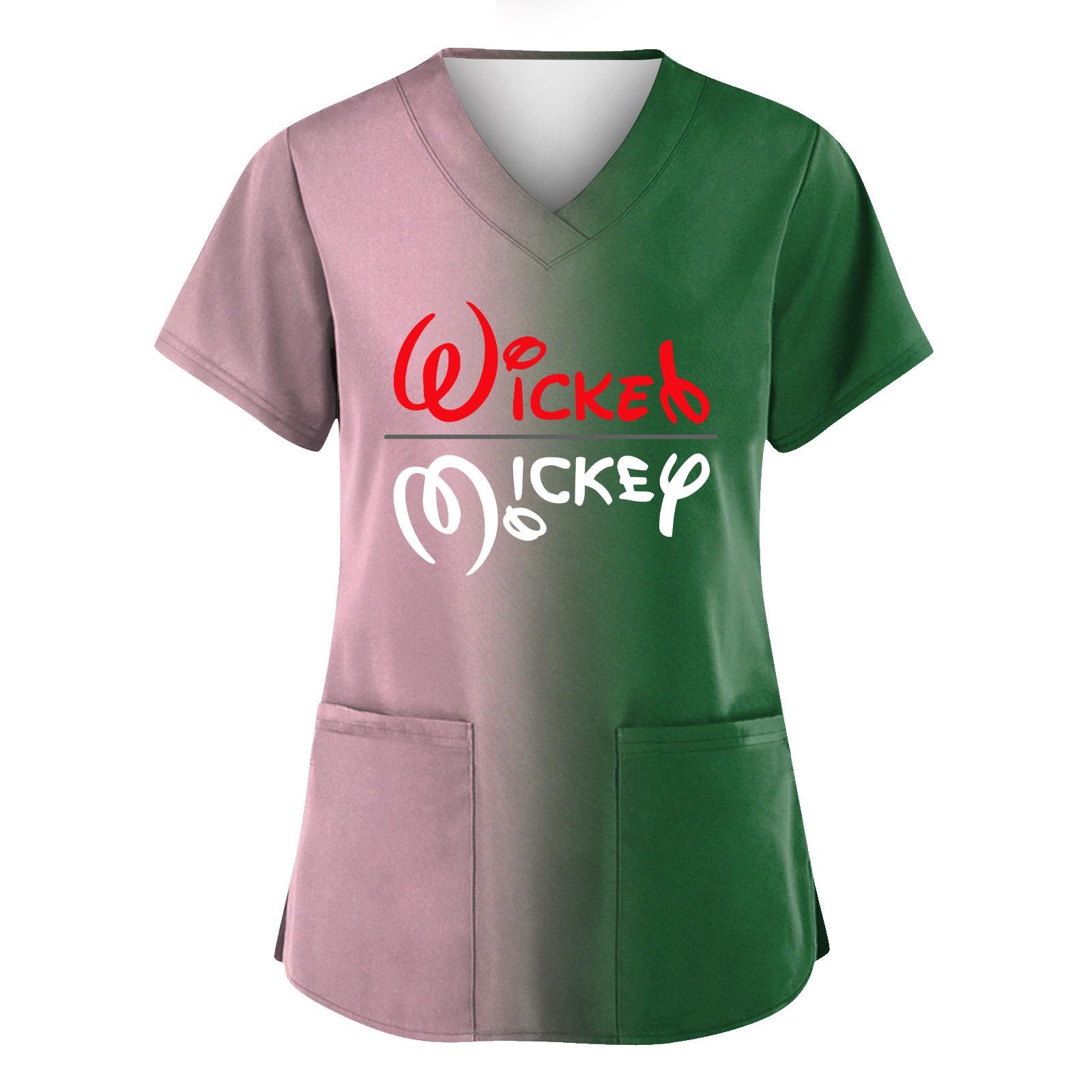 

Женская мода с v-образным вырезом, короткими рукавами и карманами, топы с принтом L синий