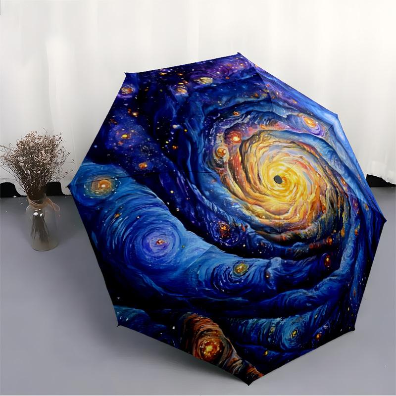 1pc Cosmic Spiral Automatic Umbrella - Automatic Opening And Closing, Sturdy Iron Frame, Portable Folding Design Yy251018178