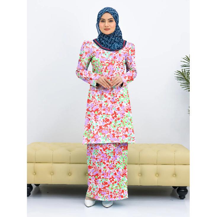 

Новый стиль цветочный принт стойка Pahang дамы элегантный костюм милый удобный дышащий популярный ретро мусульманские новые продукты 4XL коричневый