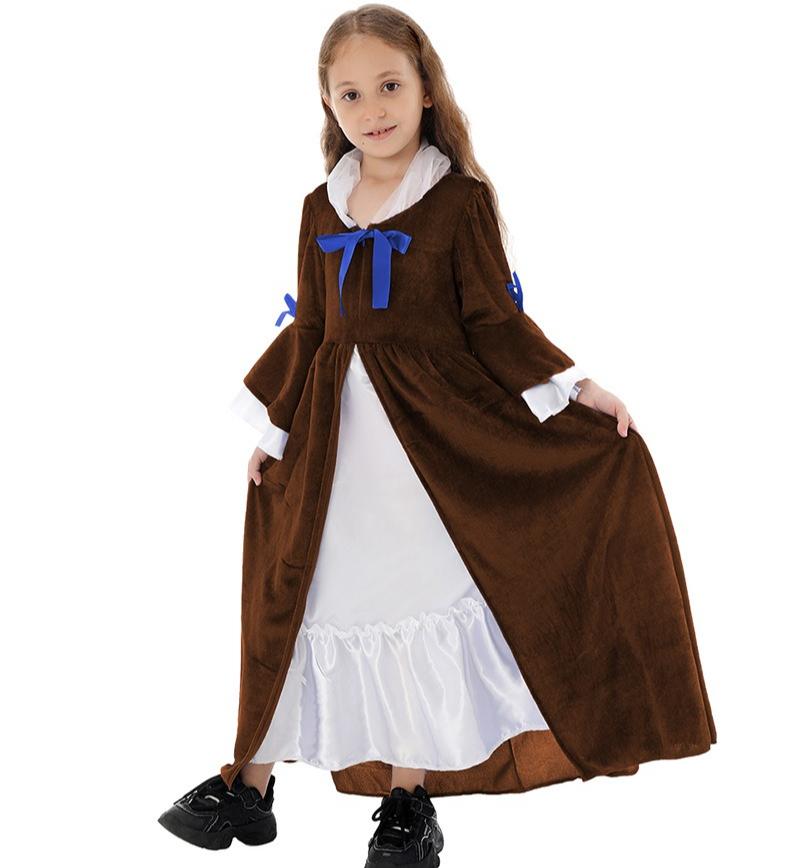 

Детское платье в средневековом ретро придворном стиле для Хэллоуина, карнавальной вечеринки, наряд для переодевания, костюм для ролевых игр S