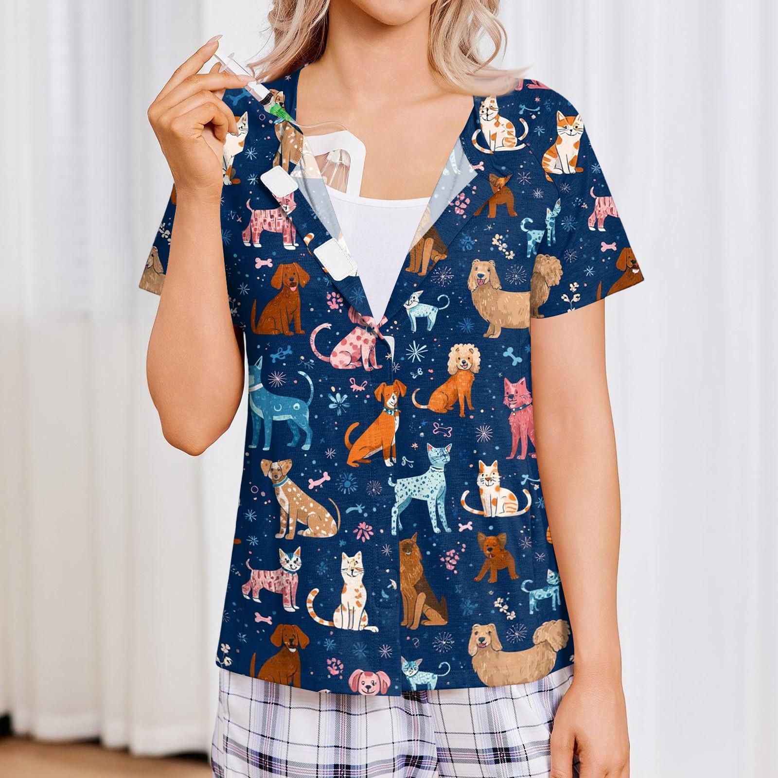 

Women Post Surgery Shirt Short Sleeve Four Pocket Top Lightweight Comfortable Button Front Shirt for Medical Recovery and Daily Wear XL Темно-синій