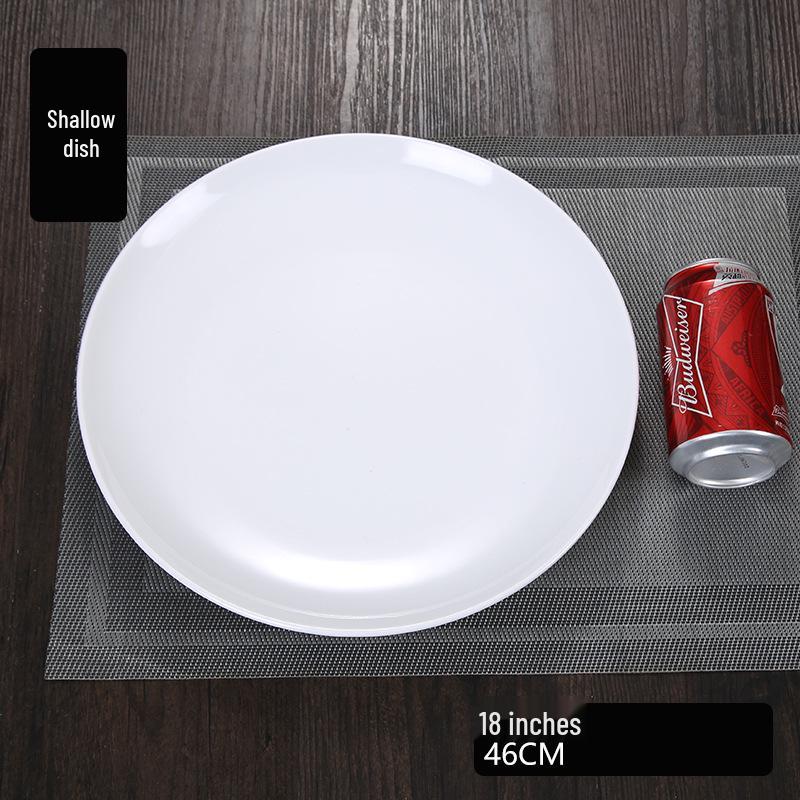 Piatto Rotondo in Ceramica Bianca Pura con Bordo Spesso per Cibo Occidentale e Saltati in Padella
