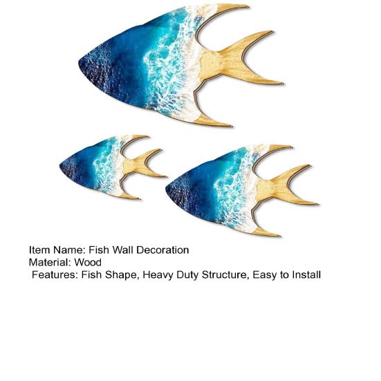 3ks/Sada Dřevěná Ryba Nástěnná Dekorace Škola Ryb Pláž Jezerní Dům Koupelna Nástěnné Umění Námořní Pobřežní Oceánské Téma Závěsná Ozdoba