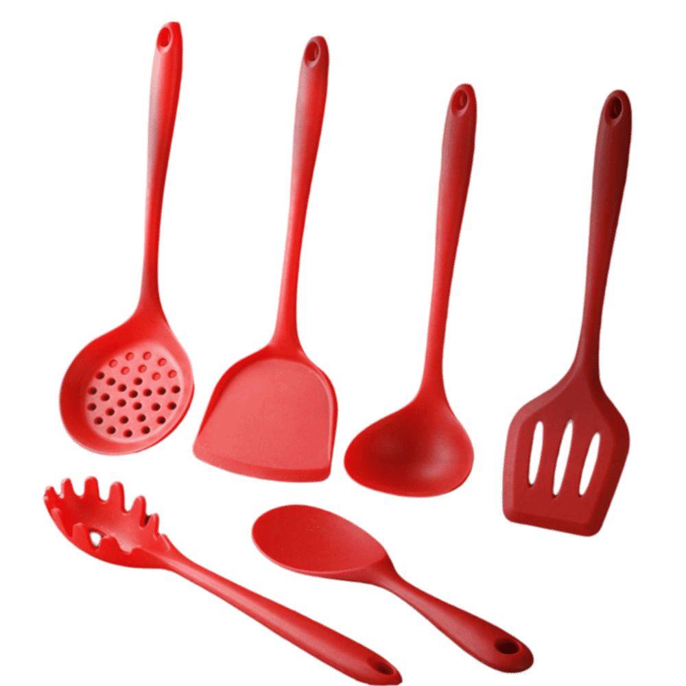 1/7PCS Silicone Non-stick Cookware Tools Red Pot Shovel High Quality Cooking Spoon  Cooking