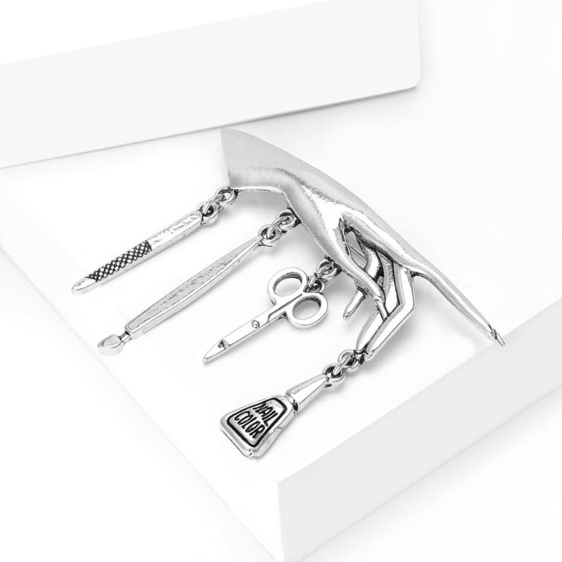 Metal Brooch Hand Nail Polishing Tools And Tassels Ornament Unisex Punk Accessory for Denims Jackets And Bags