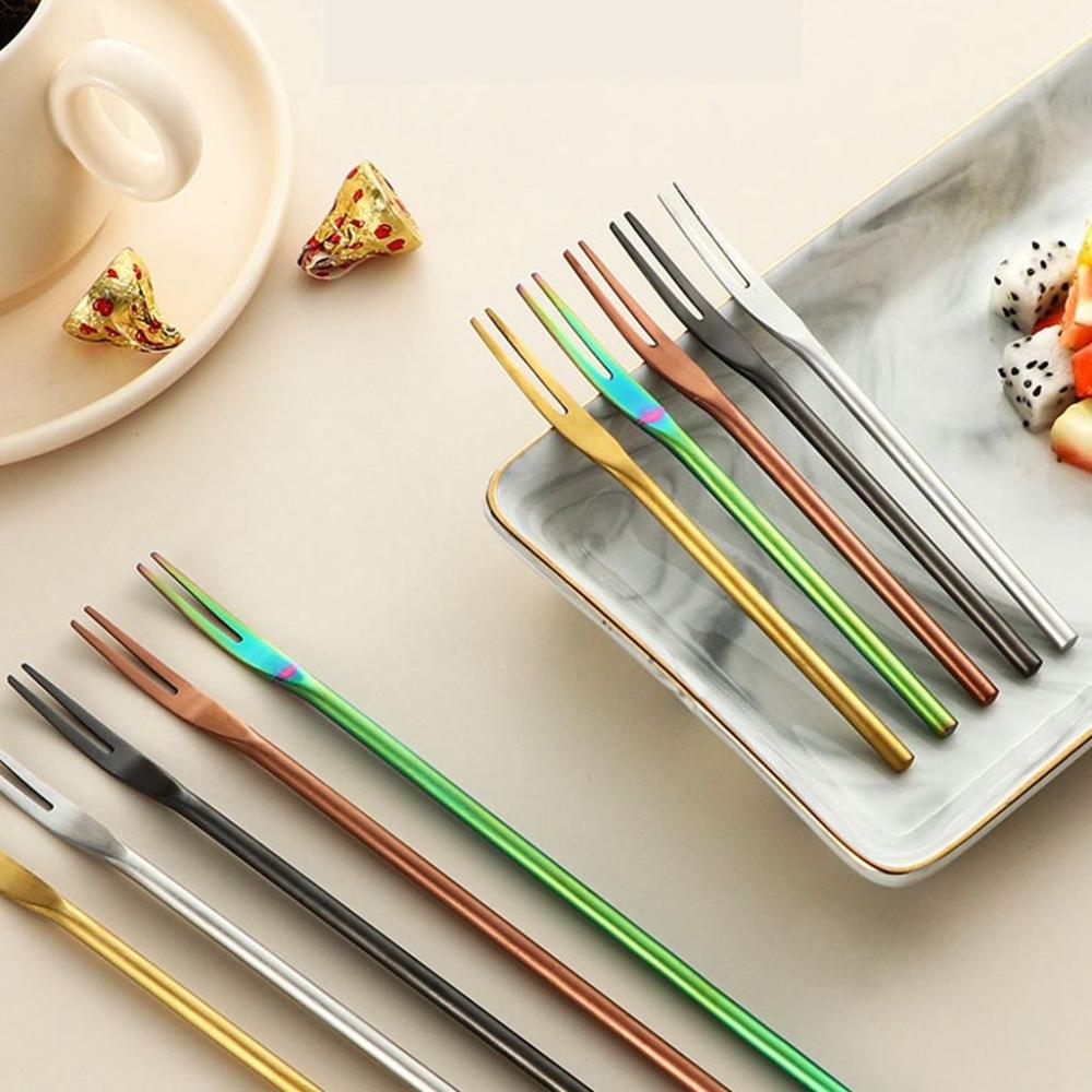 Steel Long Handle Household Solid Kitchen Supplies Fruit Toothpick Tableware Utensil Fruit Fork
