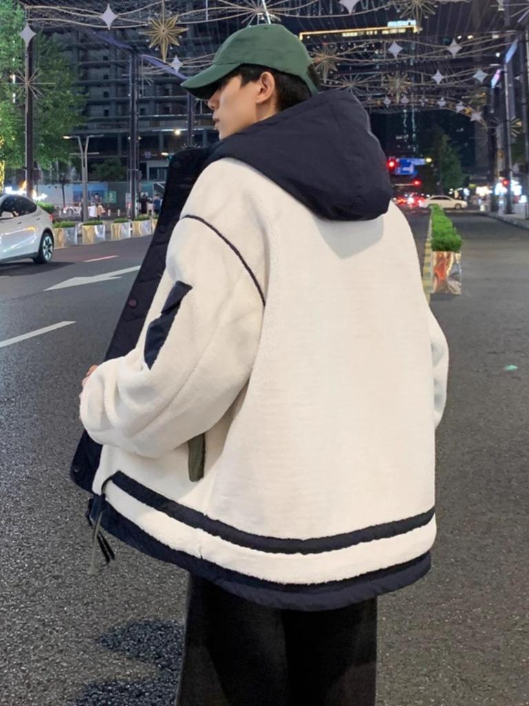 Men's Lambswool Cotton Winter Coat: Plus Velvet, Thickened, Plus Size, Youth Workwear Fleece Outerwear