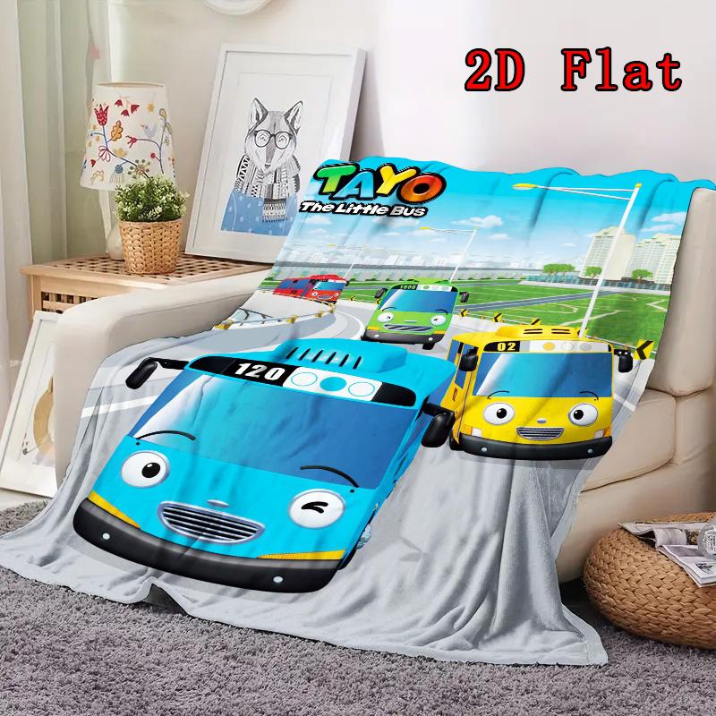 Tayo der kleine Bus Zeichentrick 2D Flaches Muster Flanelldecke Hohe Qualität Alle Jahreszeiten Wärme und Komfort Perfekt für Weihnachtsgeschenke.PMT0914200