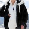 Loose plush zipper hooded jacket
