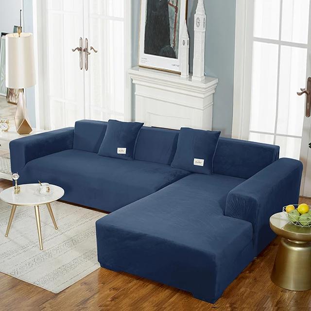 Super Soft Velvet Sofa Cover For Living Room Elastic L Shaped Chaiselongue Corner Couch Slipcover Washable Armchair Sofa Covers