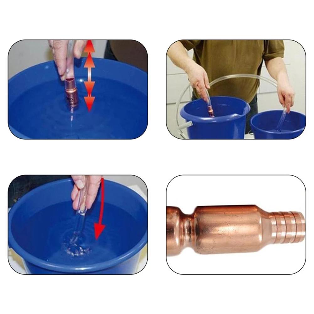 Copper Siphon Connector for Fuel Oil Water Transfer with Manual Pump 2.48in Height Fits Most Containers No Hose Included