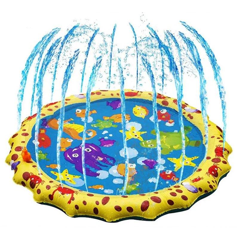 150cm Pet Play Water Spray Splash Mat Inflatable Sprinkler Cushion Pads Outdoor Garden Fountain Toy Tub Swiming Pool for Kid Dog