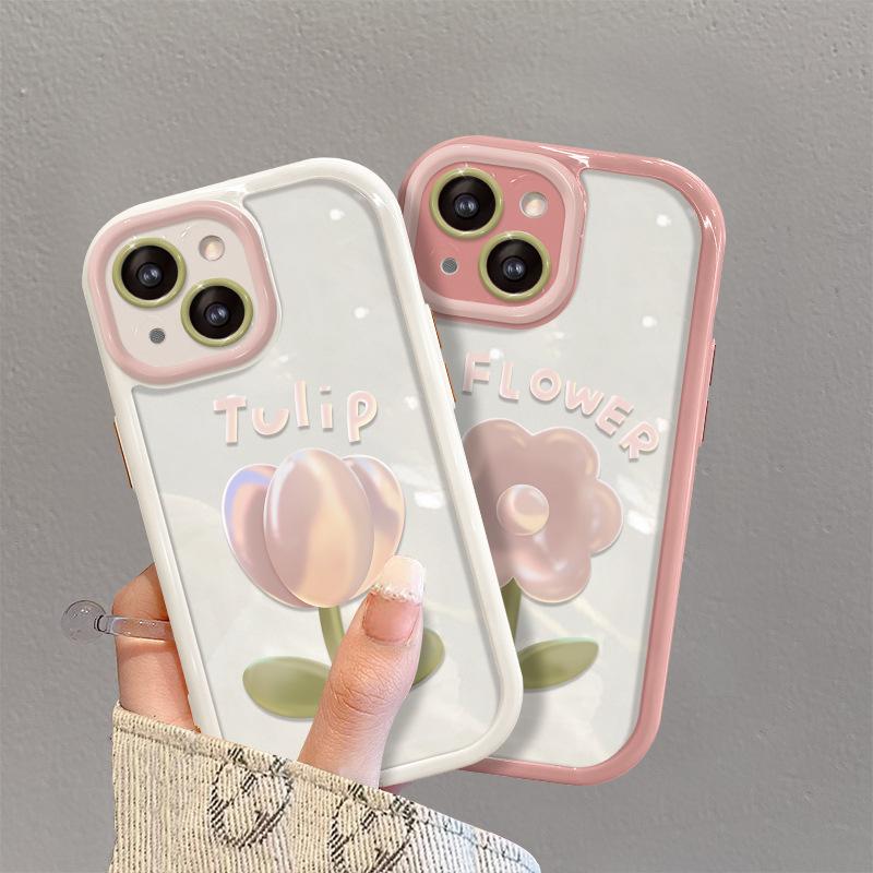 

Applicable To Opporeno10 Mobile Phone Case A93/72 High-end Sense Champagne Tulips Girls Cream Shell Protective Case 5g OPPO A53 5G