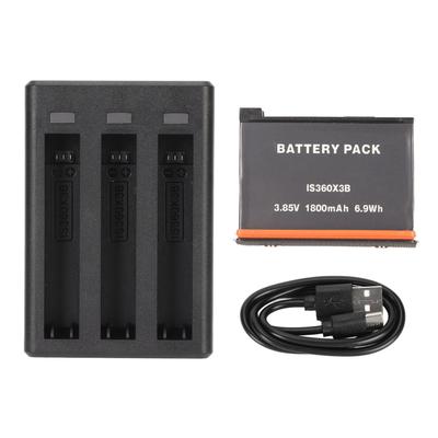 Action Camera Battery Charger 3 Channel Battery Charger for Insta 360 X3 with Type C Charge Cable