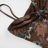 European & American Retro Print Spaghetti Strap Waist-Cinching Slim Bandeau Top