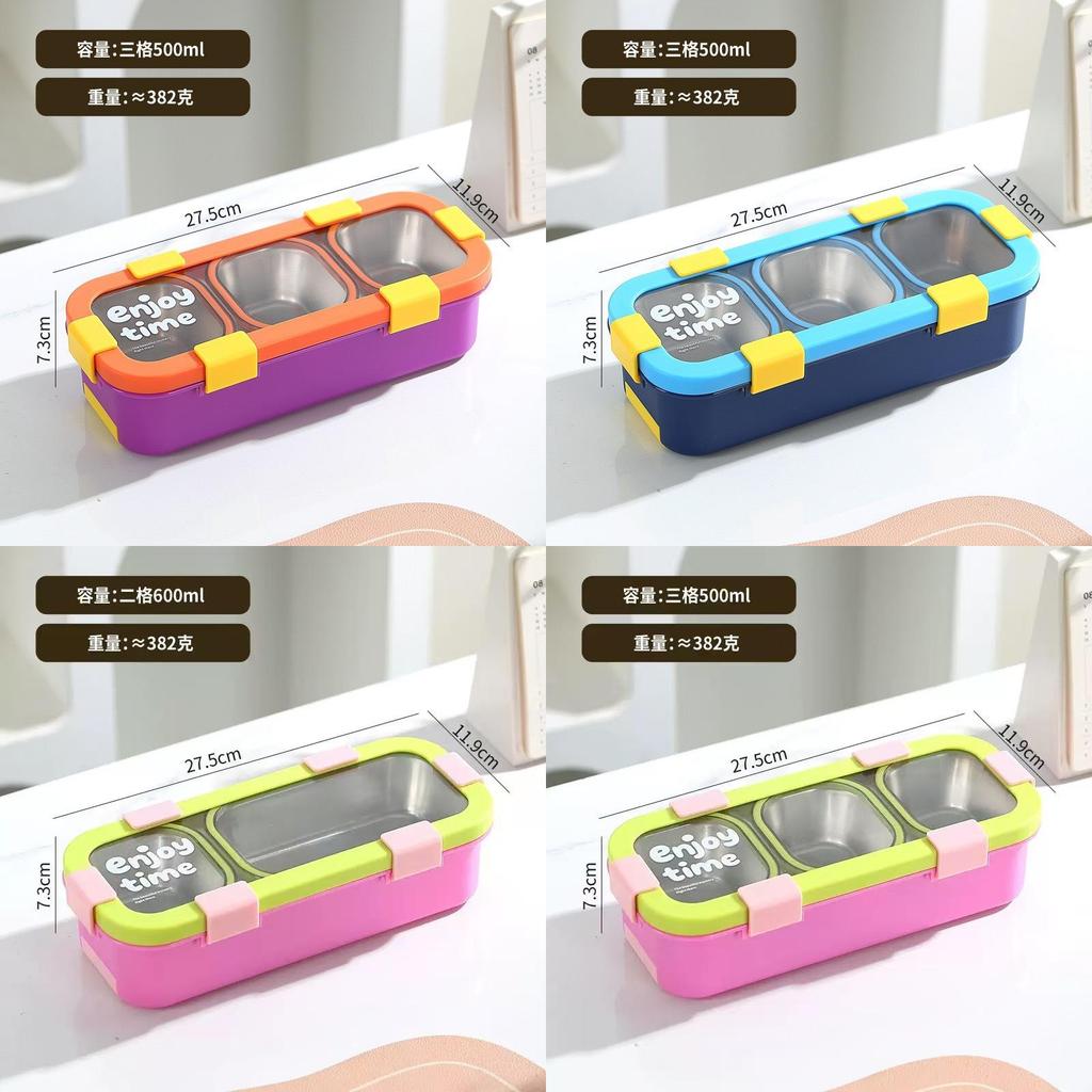 Stainless Steel Bento Box With Divided Compartments For Office And School Use