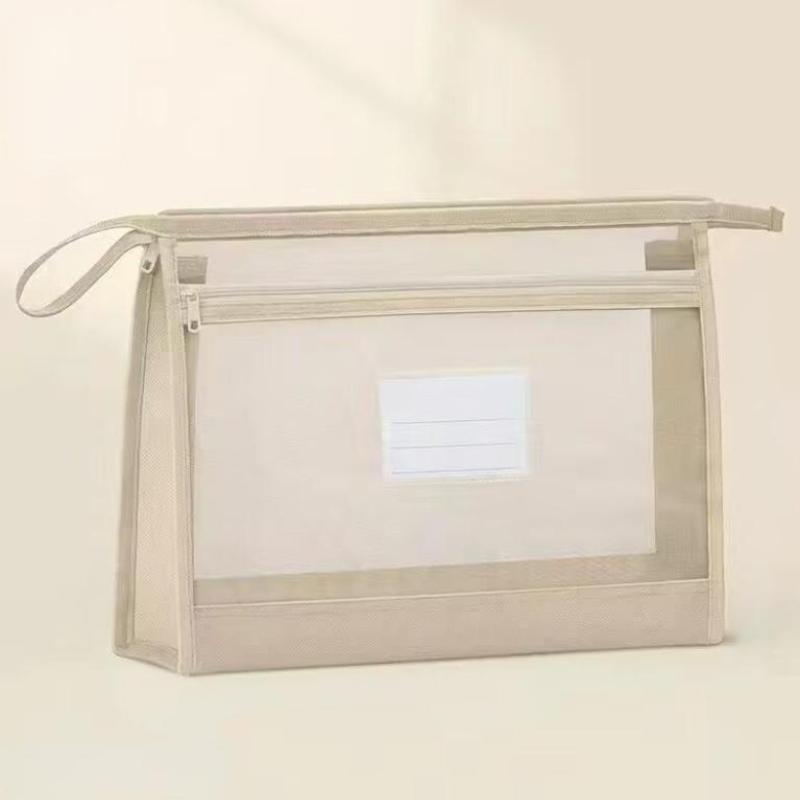 

Transparent Zipper Mesh Document Storage Bag With Double Zip-Spacious Portable Handmade Storage Bag