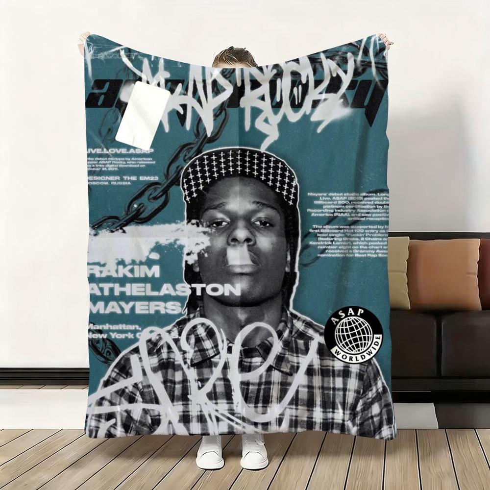 A$Aps R-Rocky A-Asap Throw Flannel Fluffy Soft Blanket Warm Skin-Friendly Throw For Sofa Bed Office Nap Winter