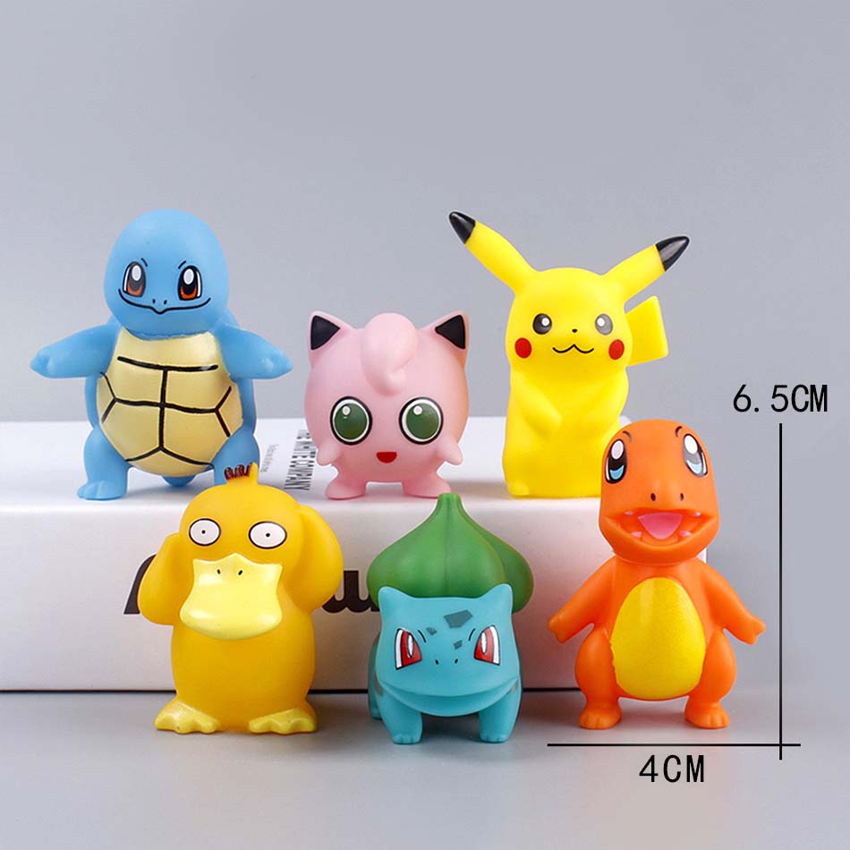 6Pcs/set Pokemon Cake Anime Figure Pikachu Party Happy Birthday Pokemon Cake Decoration Supplies Ornaments Boy Kids Gift