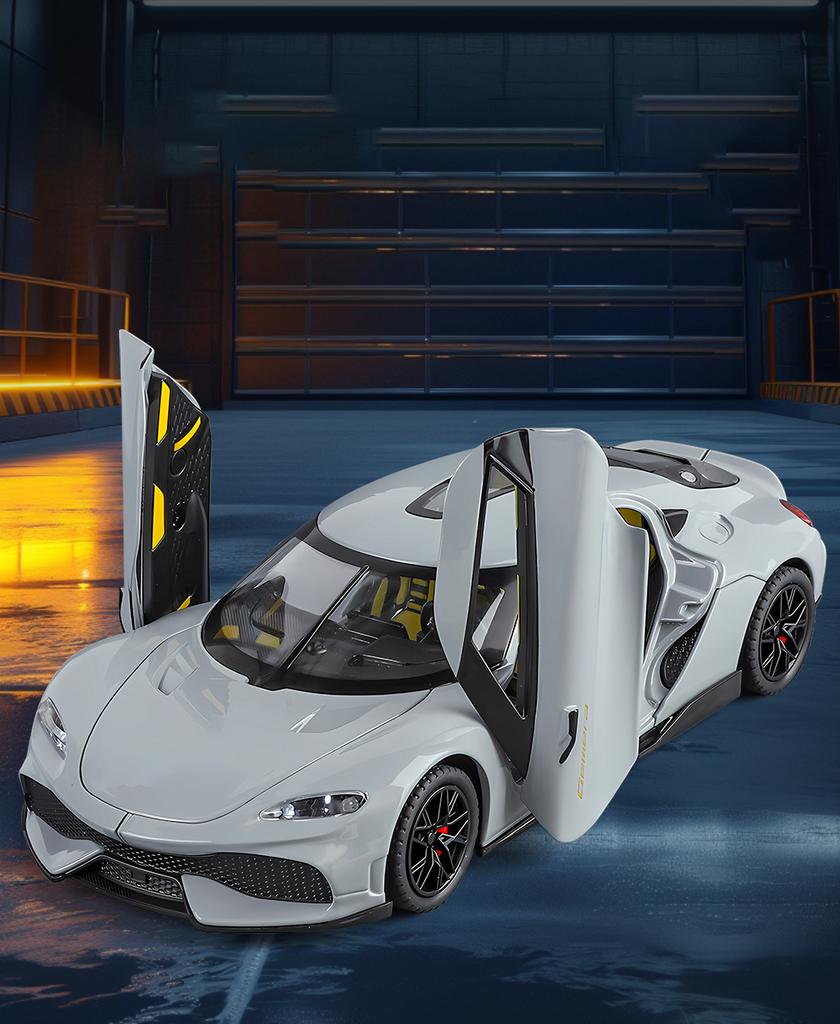 1/24 Scale Koenigsegg Gemera GT Supercar Alloy Diecast Model Car Sound and Light Home Trendy Ornaments Exquisite Simulation Decorative Gifts Boy