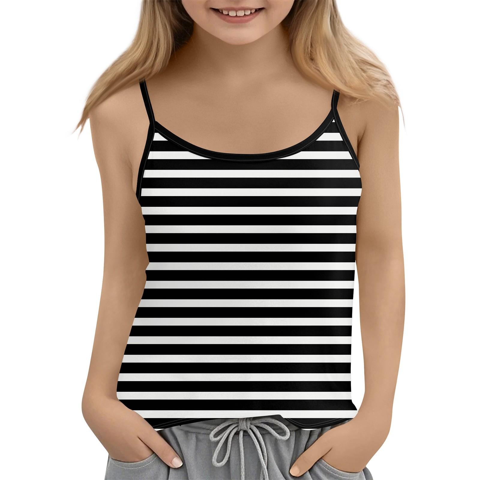 Girls Camisole Children s Comfortable Breathable Dance Printed Vest 130 чёрный