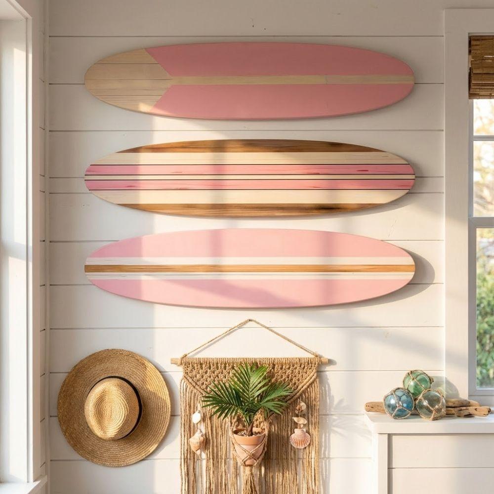 3PCS Summer Theme Wooden Surfboard Ornament Hawaiian Style Ocean Surfboard Decor  Home Wall Decor