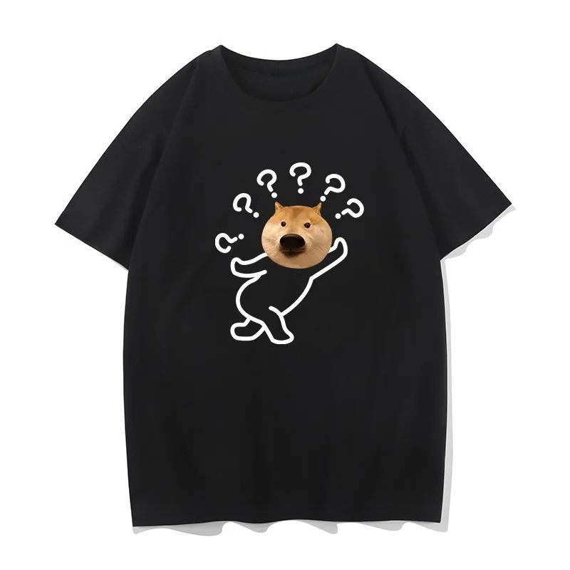 Shiba Inu Emoji and Fun Cat and Dog Prints Womens New Loosefitting Summer Tshirt with Short and Half Sleeves Graphic T Shirts