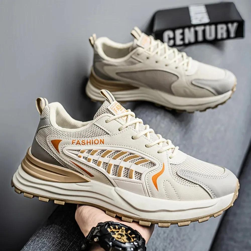 Spring Men's Shoes New Breathable Mesh Surface Sports Shoes Men's Trend All Match Platform Casual Shoes Fashion