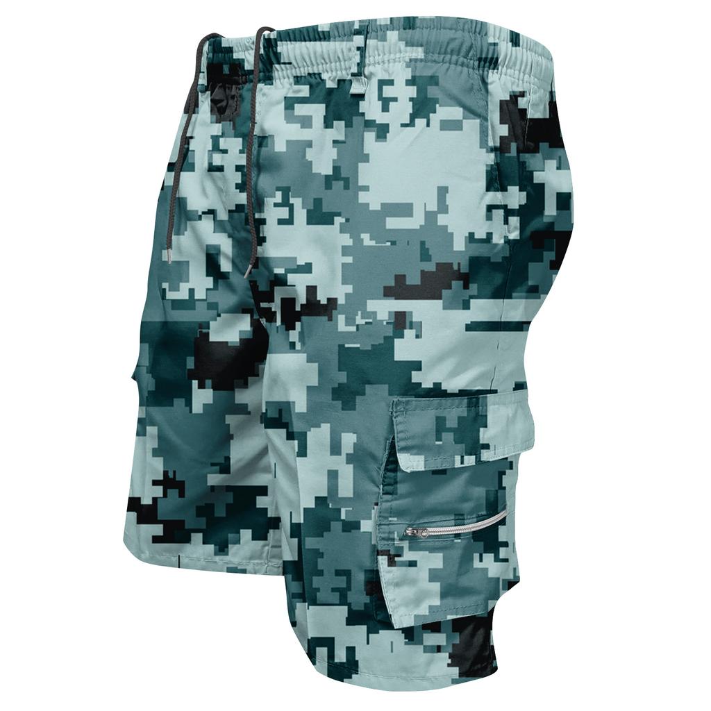 Herren Tarn Cargo-Shorts mit Kordelzug Taille Verstellbare Passform Mehrere Taschen Robust Arbeitskleidung Outdoor Utility Shorts