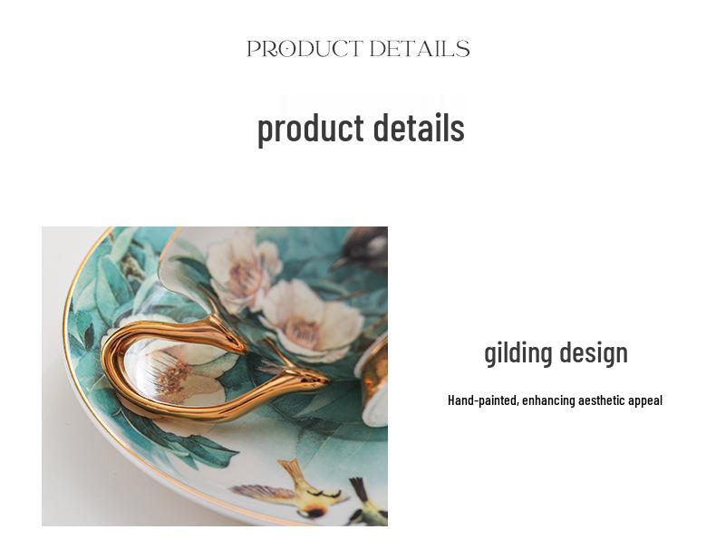 Handbemalter Elster-Kaffeebecher: Elegantes französisches Design für den ungezwungenen Nachmittagstee