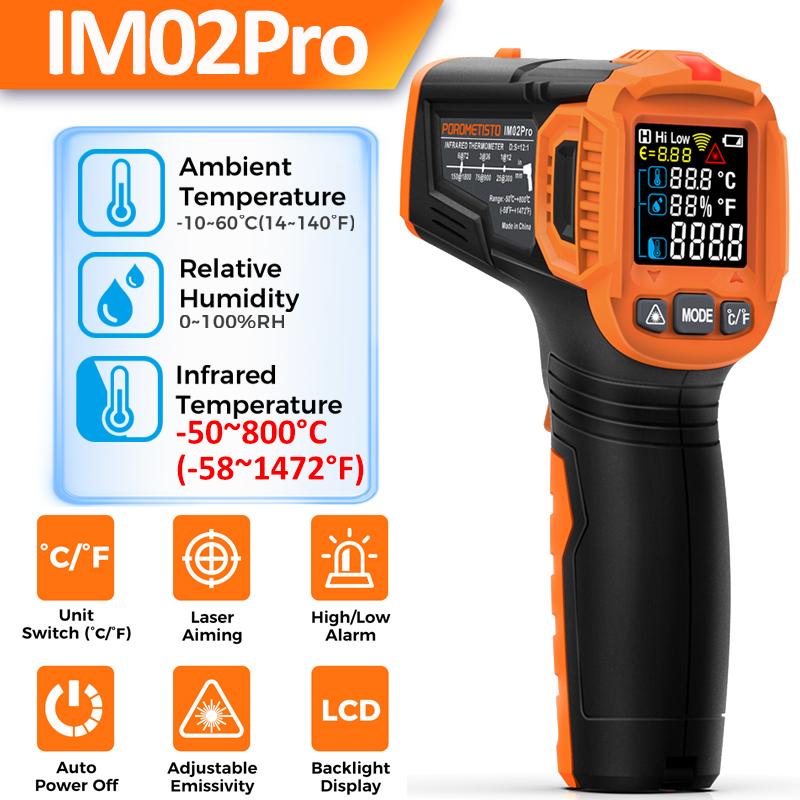 IM02/IM02Pro LCD Digital Infrared Thermometer Laser Temperature Meter Non-contact Pyrometer IR Thermometer ℃/℉ with Backlight