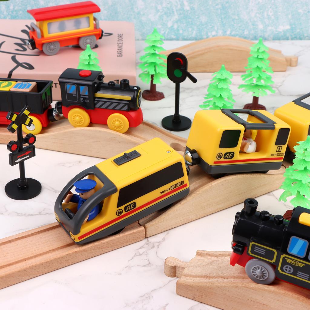 4Pcs Wood Train Track Expansion Packs Rollings Hills Ascending Wooden Train Track Pieces Wooden Train Track Train Bridge Pier Tr