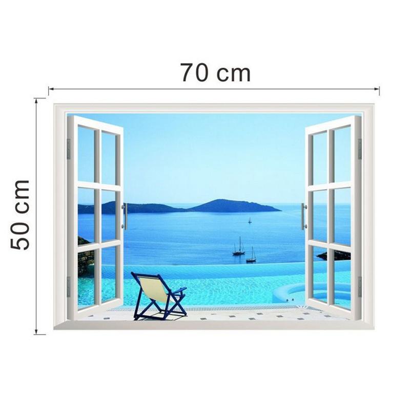 Window Decal WALL STICKER Home Decor Exotic Beach View Art Wallpaper Mural