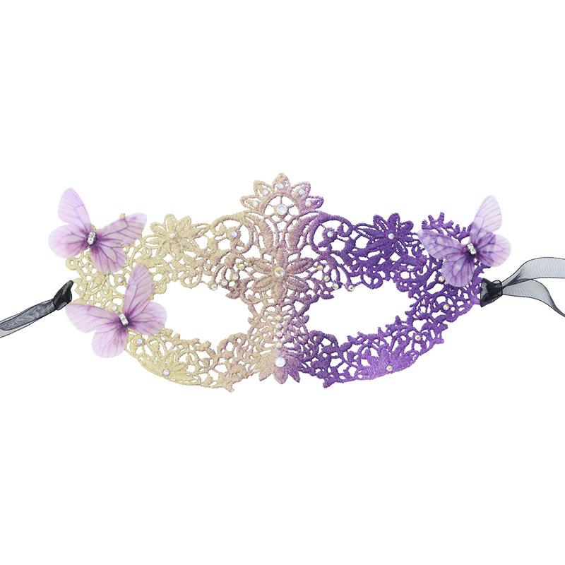 Halloween Lace Masquerade Half Face Party Accessory Gold Purple Gradient