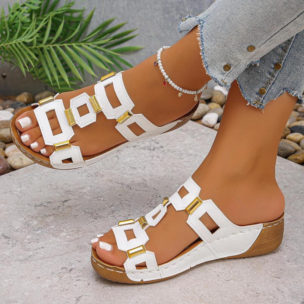 Platform Size Womens Slide Plus Sandals Hollow Buckle Wedge Slides Hband Beach Slippers For Women
