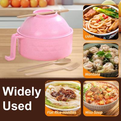 Bol para Ramen para Microondas con Tapa Juego de Bol para Fideos Instantáneos con Palillos Cuchara y Tenedor Contenedor de Plástico Portátil para Fideos para Viajes y Uso en Casa Almuerzo