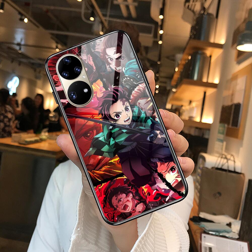 Kamado Nezuko Kimetsu No Yaiba Demon Slayer TPU Weich Gehärtetes Glas Handyhülle Hülle für Huawei P40 Pro lite 5G P30 P Smart Z 20
