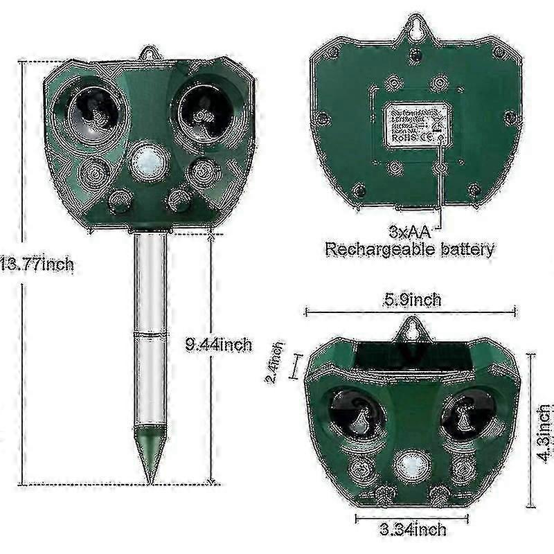 Ultrasonic Cat Repeller, Cat Scarer Repeller, Ultrasonic Scarer Deterrent, Rat Scarer Repeller For Outdoor Gardens