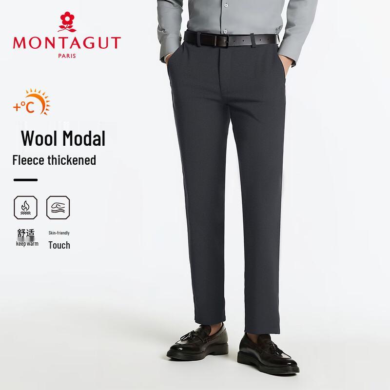 

MONTAGUT Men s Winter Merino Wool Modal Straight-Leg Casual Pants 38