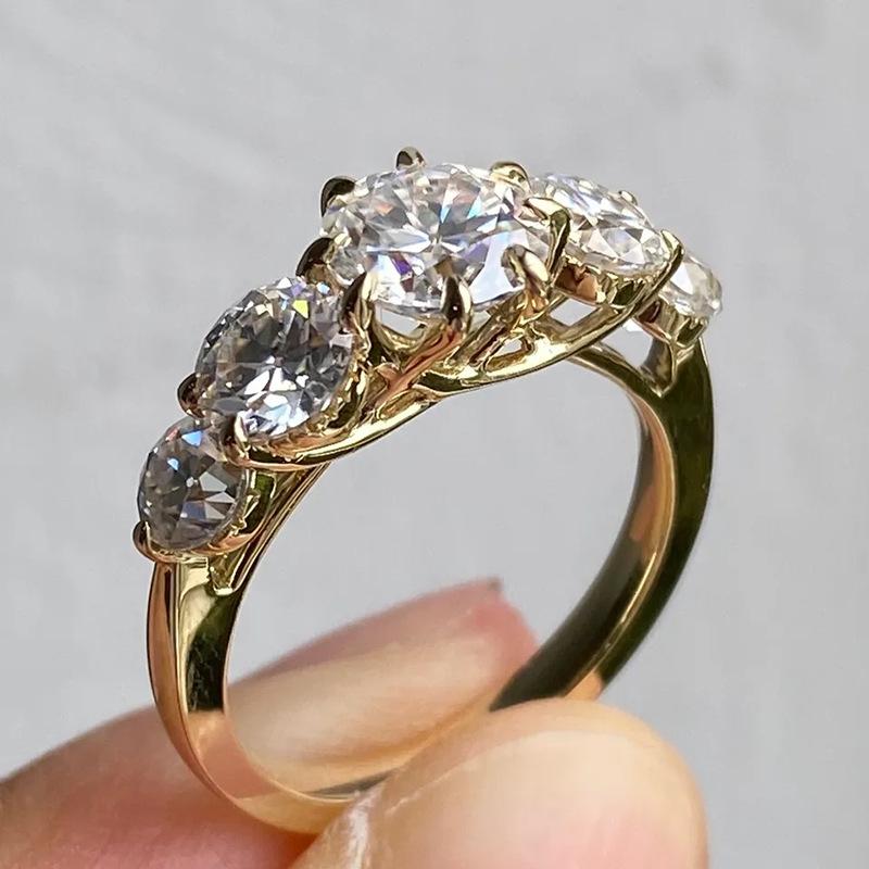 New European and American Light Luxury Geometric Ring, Women s Round Inlaid Zircon Ring, Fashionable, Small and Elegant Zircon 6