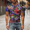 Men's Graphic Clown T Shirt Tee Short Sleeve T Shirt 3D Print Crew Neck Shirt Designer Holiday Casual Daily Mardi Gras Red Purple Green