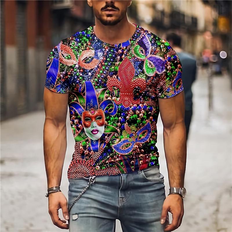 Men's Graphic Clown T Shirt Tee Short Sleeve T Shirt 3D Print Crew Neck Shirt Designer Holiday Casual Daily Mardi Gras Red Purple Green
