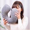 SOALINO Hooded Air Pillow, Inflatable Neck Pillow, Compact, Nap Pillow, Neck Pillow, Travel Pillow, Crystal Velvet, Air Pillow for Napping (Gray)