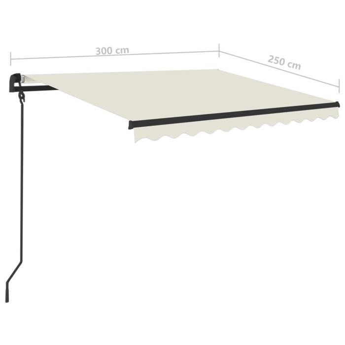 VidaXL Automatic Retractable Awning and Posts 3x2.5 M Cream 3070107