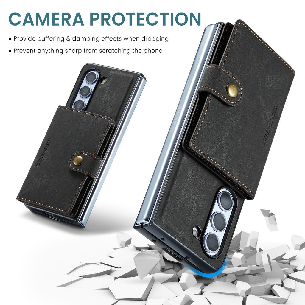 Für Samsung Galaxy Z Fold5 5G Hülle Kartenfach Leder+PC Klapphandyhülle