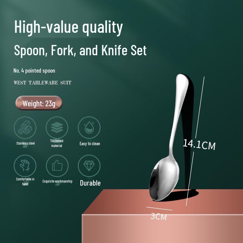 1010 Stainless Steel Western Cutlery Set: Knife, Fork, Spoon, Dessert & Coffee Spoon, Steak Knife.